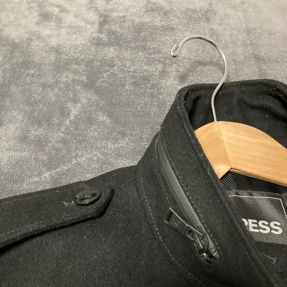 Express Wool Coat Men’s Size Small Black - Picture 3 of 16